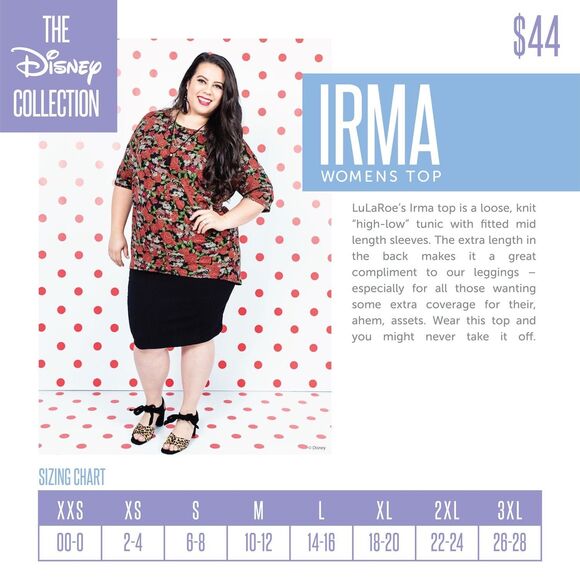 NWT 3XL DISNEY Minnie Mouse TUNIC TOP, LuLaRoe Irma - High low cut - Picture 5 of 5